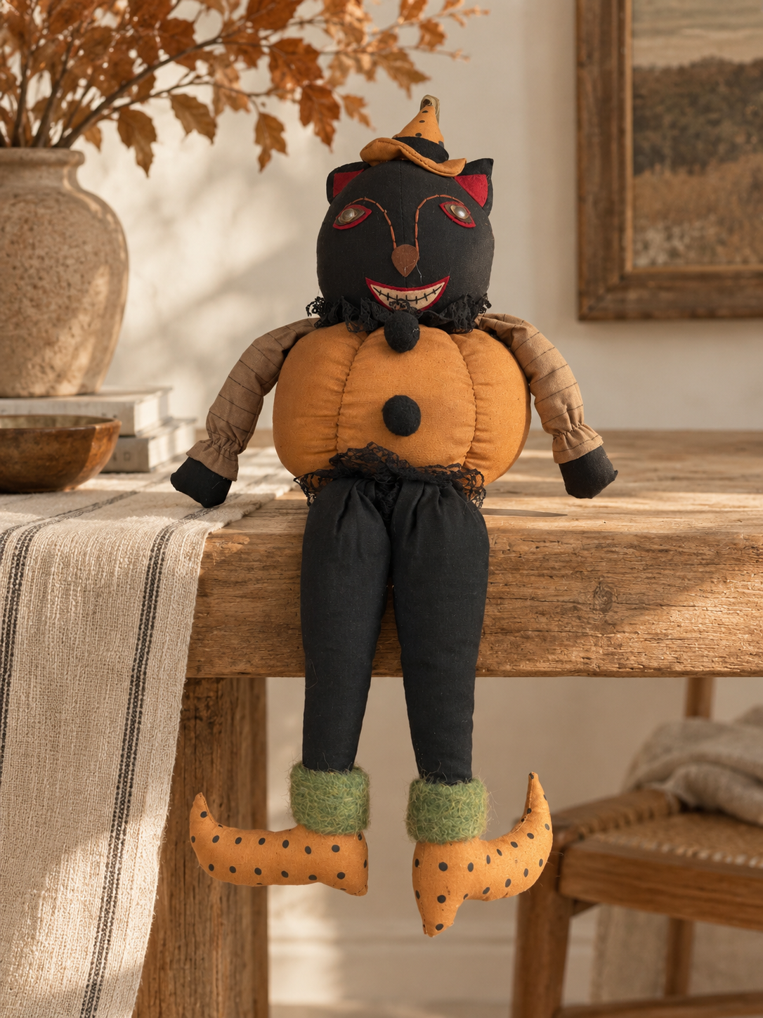 Rustic Canvas Halloween Figurine