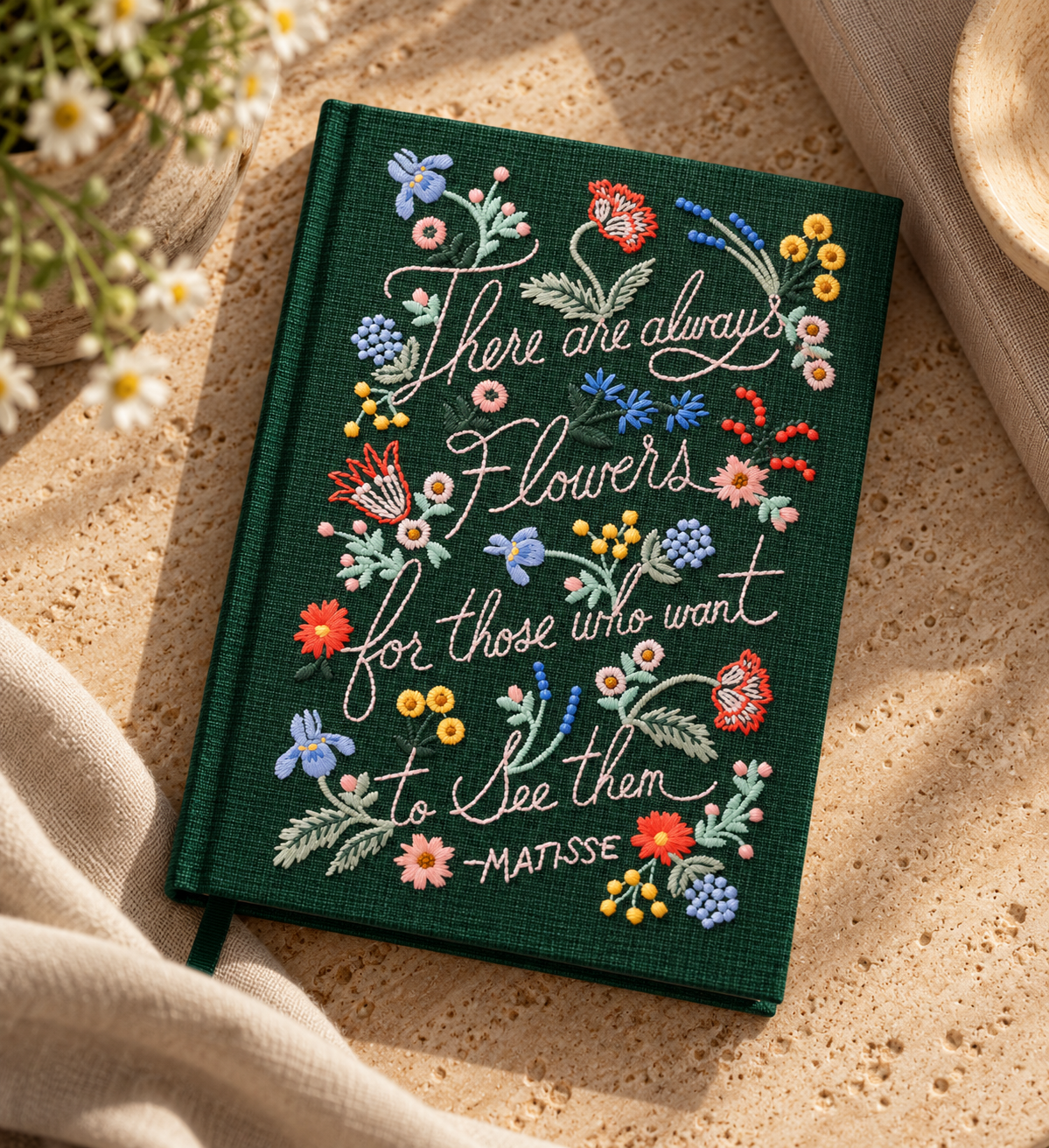 There Are Always Flowers Embroidered Journal