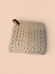Knit Pot Holder with Leather Strap