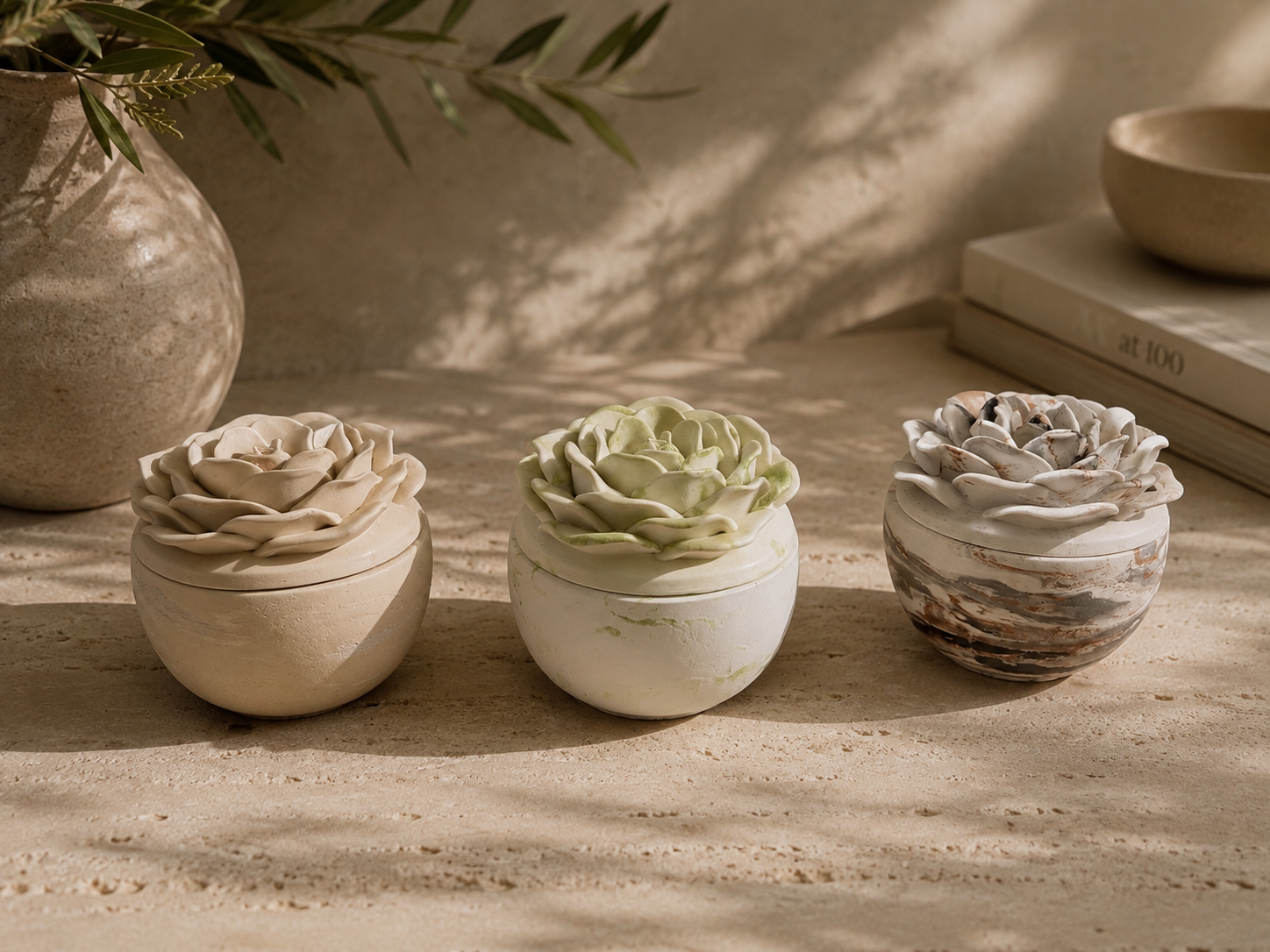 Bloomstone Rose Concrete Candle