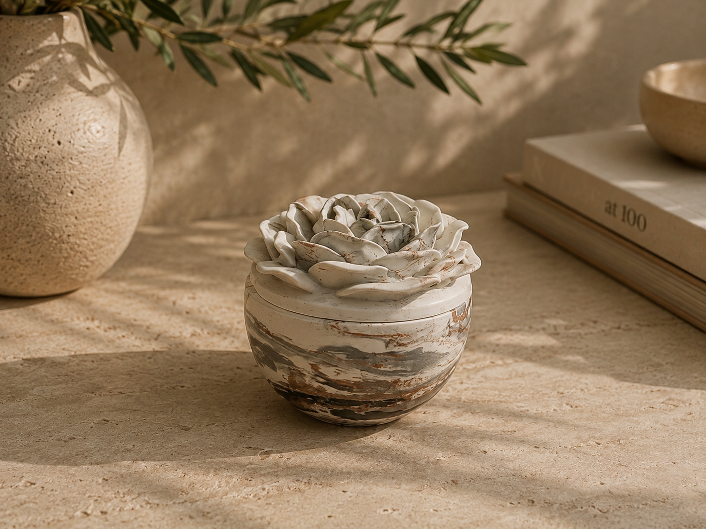 Bloomstone Rose Concrete Candle