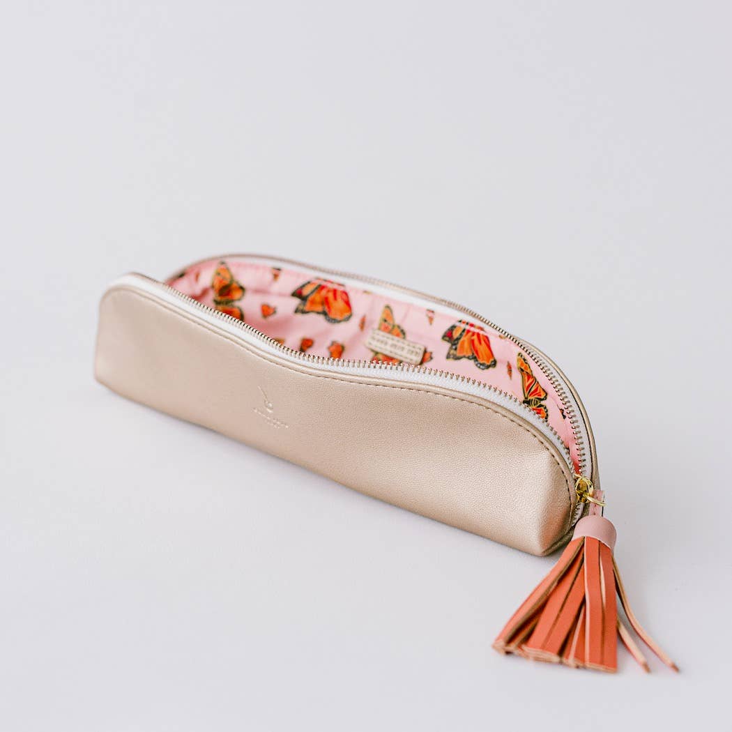 Luxe Slim Pencil Pouch | Metallic Bronze