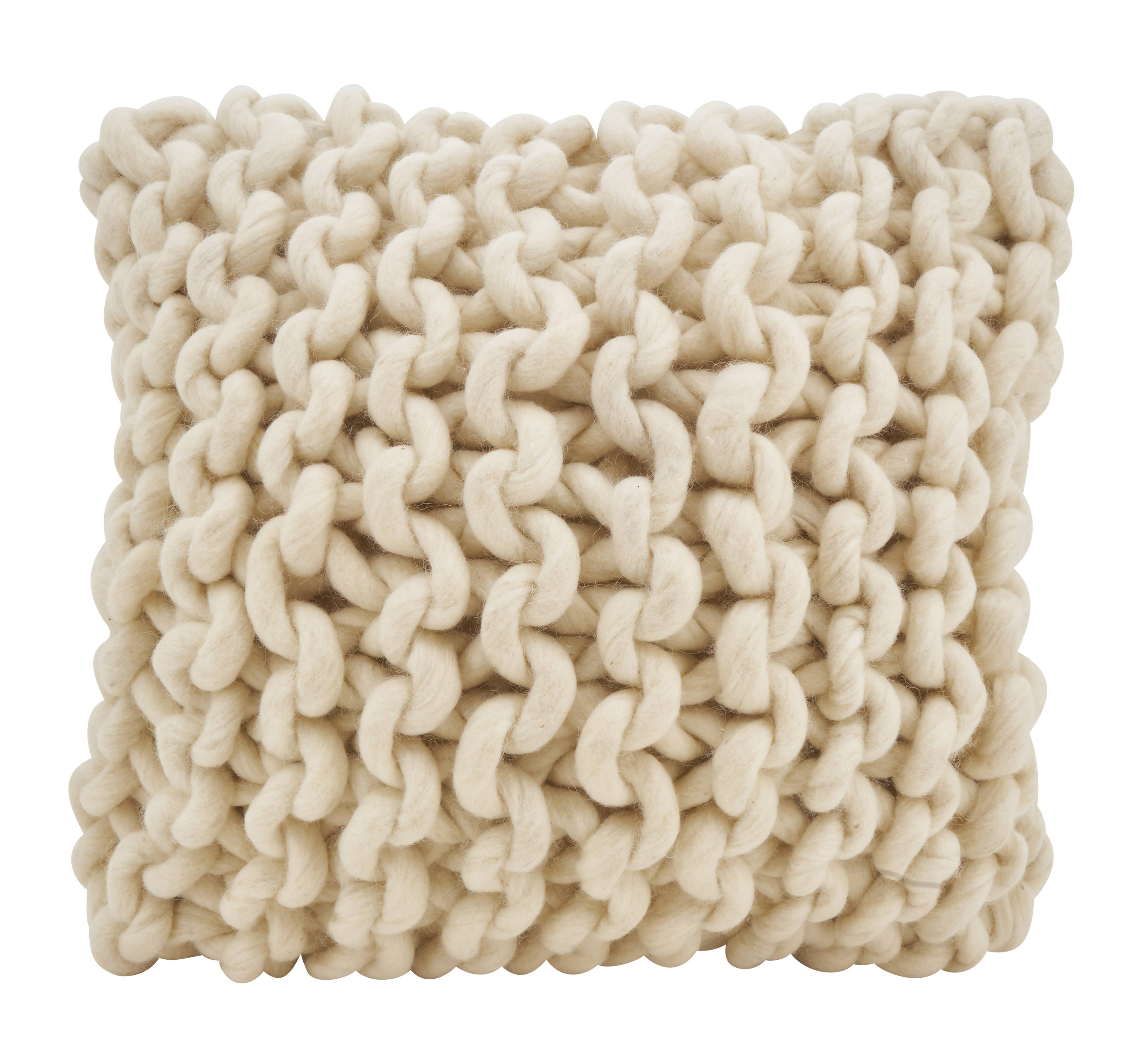 Chunky Cable Knit Wool Throw Pillow