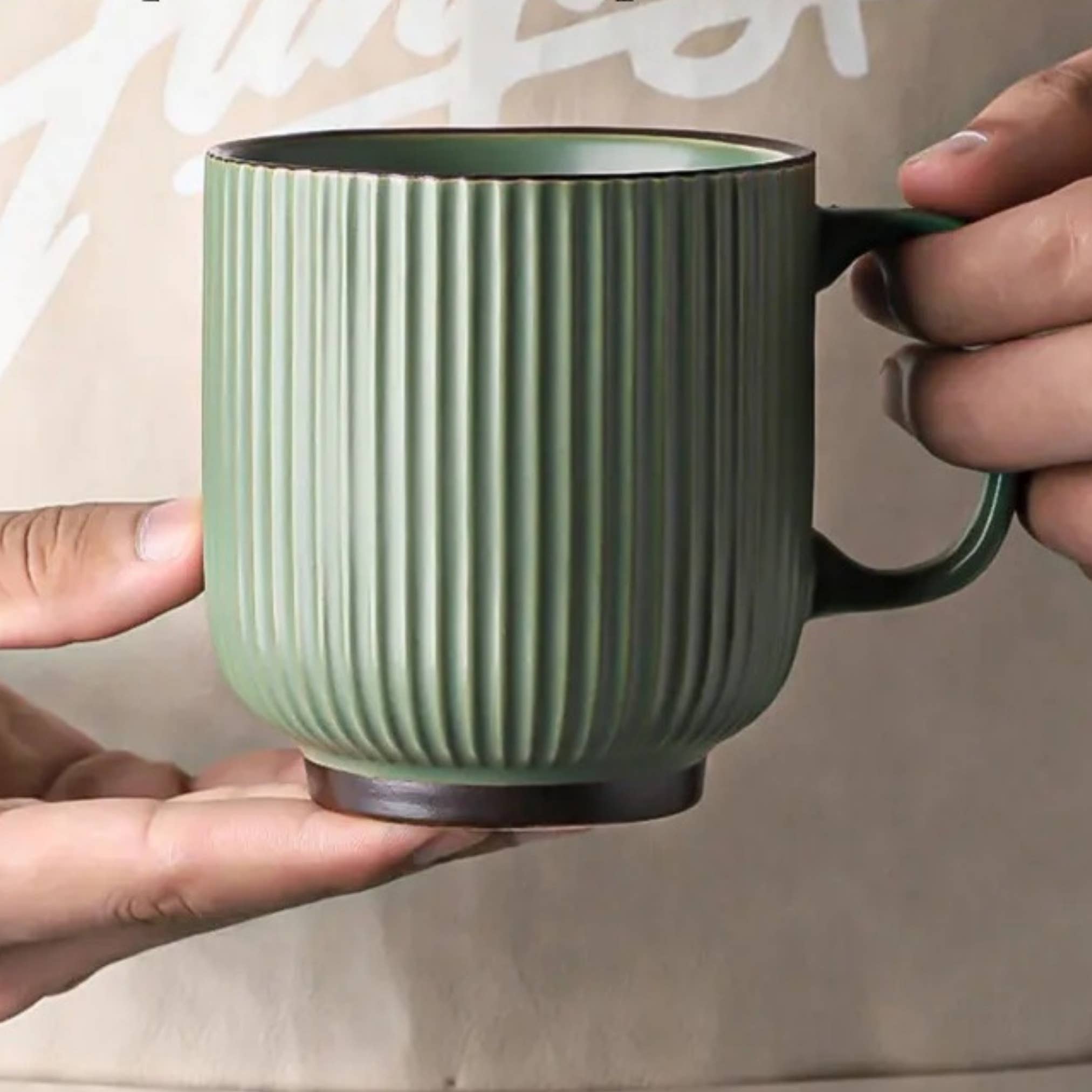 Ribbed Ceramic Coffee Mug