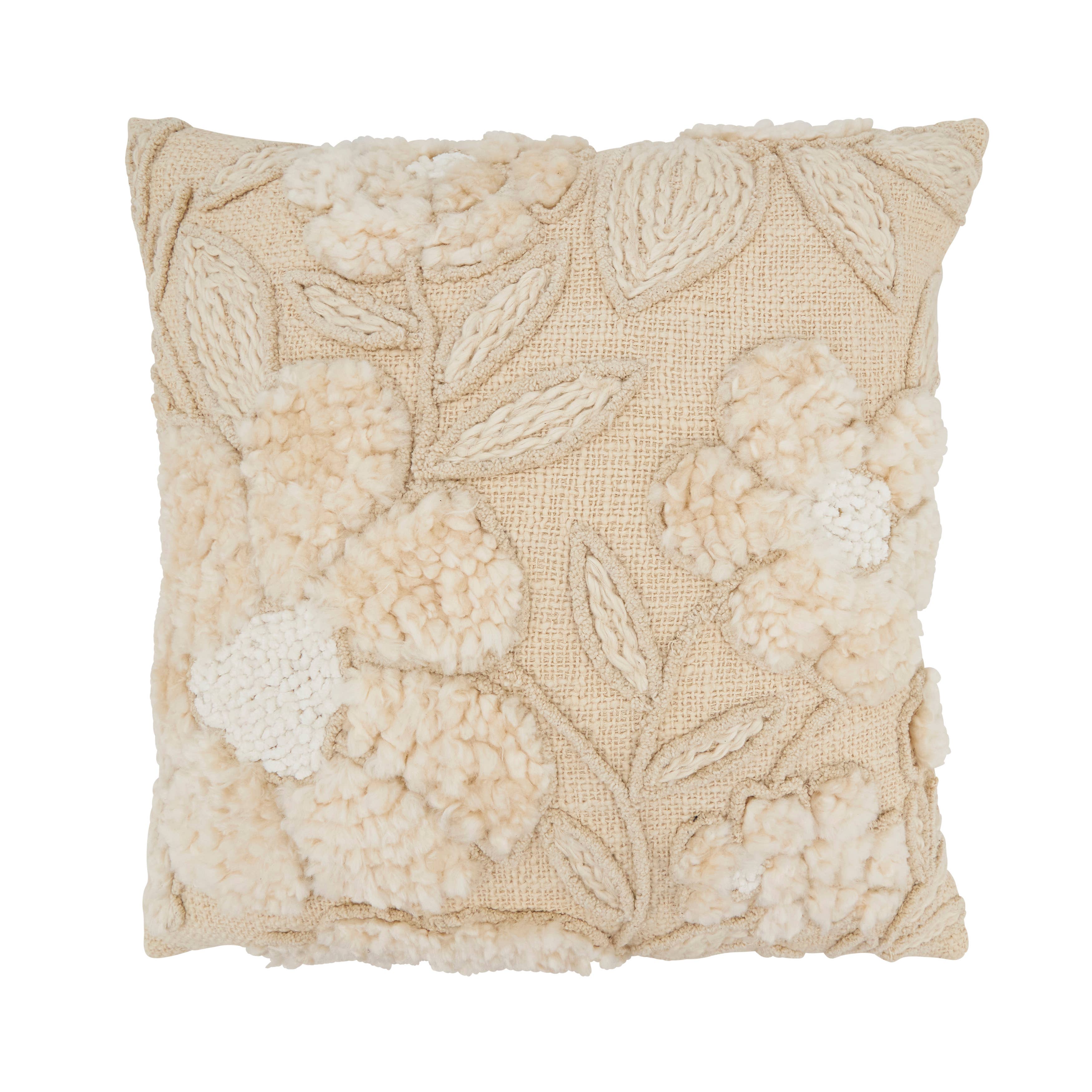 Embroidered Texture Floral Pillow - 20 x 20