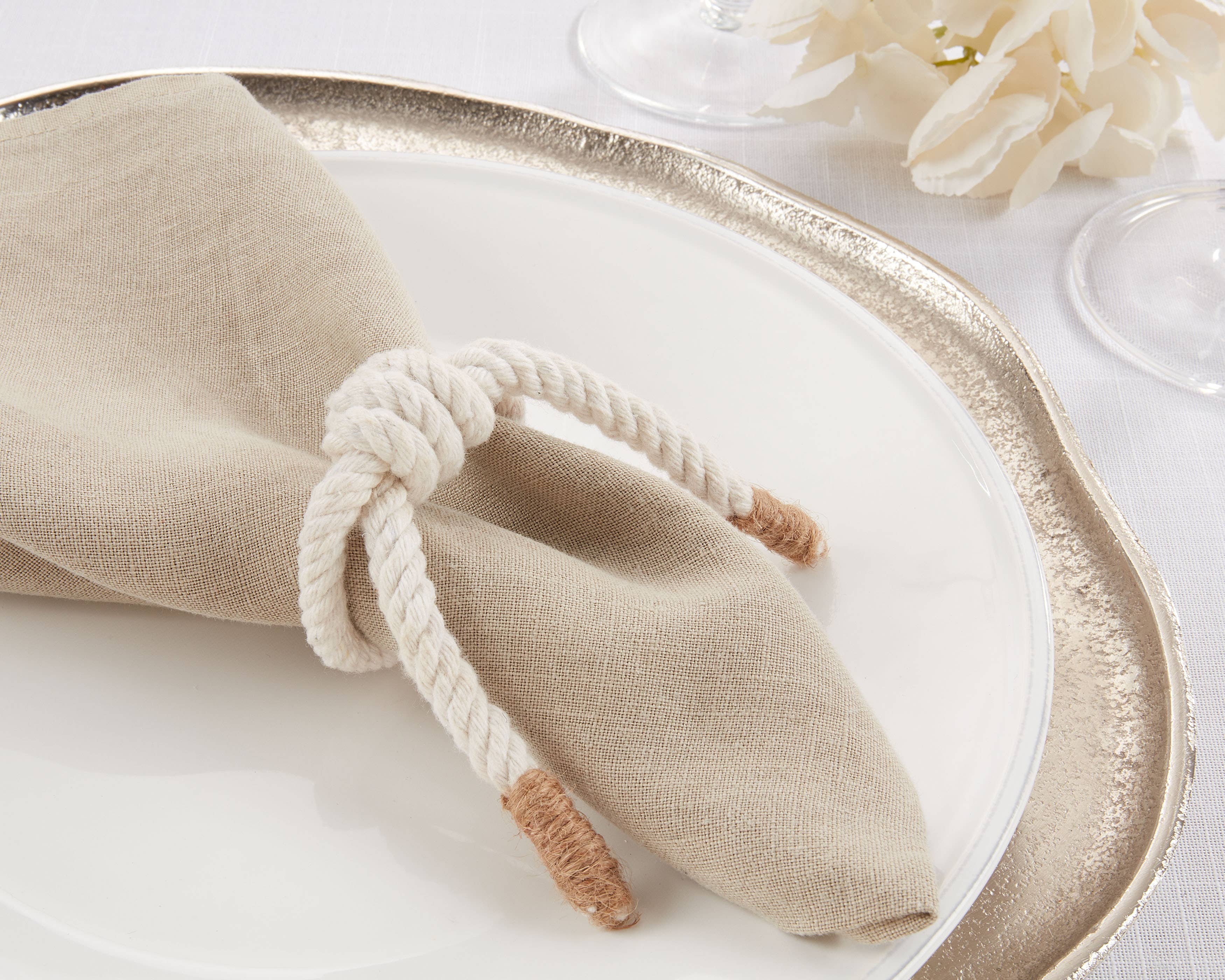 Knotted Rope Napkin Ring Set
