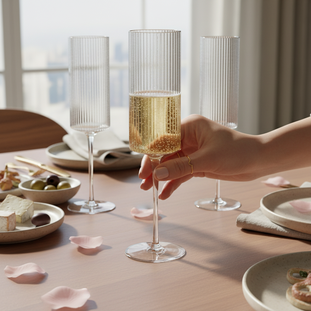 Ribbed Champagne Glass | Clear